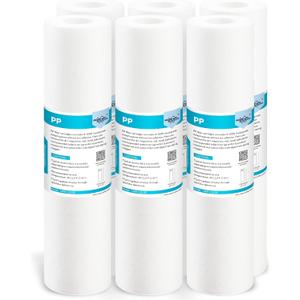 Membrane Solutions 20 Micron Sediment Water Filter Replacement Polypropylene Cartridge 10"x 2.5" for Whole House RO System, Compatible with Aqua-Pure AP110, GE FXUSC, WHKF-GD05, Culligan P5-6 Pack