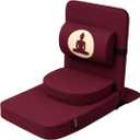 Friends of Meditation Relaxing Buddha Meditation Chair | Detachable Rectangular Back Support & Zafu Cushion | Portable Folding Chair | Floor Chair with Back Support | Yoga Chairs for Adults | Maroon