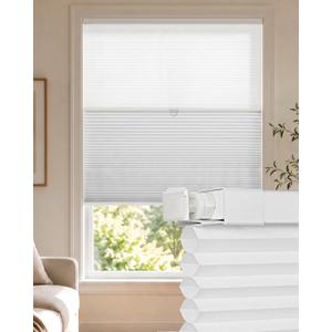 LazBlinds No Drill Cordless Day Night Cellular Shades, 29" W x 72" H, White