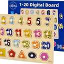3 x Avery's Choice Magnetic Wooden Number and Shape Recognition Board, Educational Puzzle with 13 Magnetic Pieces, Multicolor Learning Toy for Toddlers 36+ Months, 11.81 x 8.86 Inches