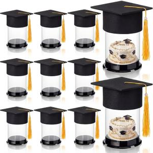 12 Pcs Graduation Gift Candy Boxes 6x4in Clear Graduation Cap Cupcake Treat Boxes with Tassel Class of 2026 Congrats Grad Cupcake Holder Container for College Grad Party Favors Decorations