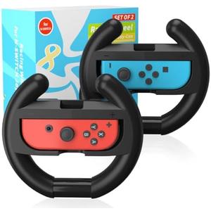 PURBHE Switch Steering Wheel for Nintendo Switch, Racing Wheel to Play Mario Kart 8 Deluxe Compatible with JoyCon, Nintendo Switch 1 Accessories Gift for Mario Kart - 2 Pack Switch Wheels