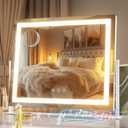 Hasipu Vanity Mirror with Lights and Bluetooth Speaker, 16.9" x 13.4" LED Makeup Mirror, Light up Mirror with 10X Magnification, Smart Touch 3 Colors Dimmable, Brightness Adjustment (White)