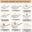 EWFEN 25 Pcs Pots and Pans Set, Nonstick Ceramic Cookware Sets, Healthy Non-Toxic, Large Capacity, Induction Compatible, Cooking Set with Frying Pans & Saucepans, PFAS/PTFE/PFOA Free, Cream White, 25-Piece
