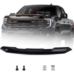 Front Upper Top Grille Molding Trim Replacement for GMC Sierra 1500 2022 2023 2024 2025 Gloss Black Painted Front Grille