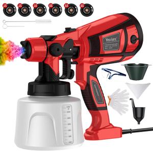 1000W Paint Sprayer for House Painting 32000RPM Spray Paint Gun with Adjustable 3 Patterns, 1400ml High Capacity Electric Spray Gun with 6 Nozzles Goggles for Fence Furniture Cabinets Home