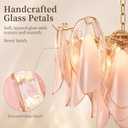 WMK Modern Chandelier, 20" Gold Dining Room Chandelier with Handcrafted Glass Petal Design, 6-Light Hanging Ceiling Light Fixture, 3 Color Adjustable Pendant Lamp for Kitchen Island, Bedroom, Foyer