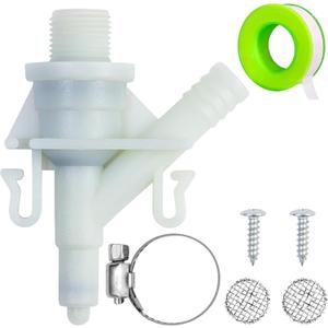 2 x 385311641 RV Toilet Water Valve Kit Compatible with Sealand Dometic 300, 301, 310, 311, 320, 321 Pedal Flush Toilets Camper Trailer RV Toilet, Includes FastenersSieve&Hose Clamp(1 Pack)