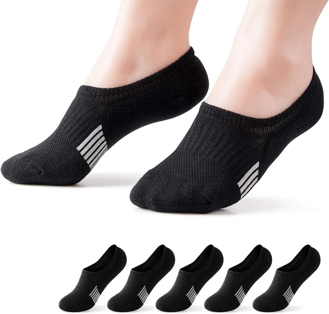 Gonii Womens No Show Socks Athletic Ankle Socks Cushioned Running Low Cut 5-8, 5 Pairs Black