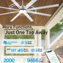 Minislak 72 Inch Ceiling Fan with Light,Industrial Ceiling Fan with 8 Black Aluminium Blades,Smart Fan Compatible with Alexa,Garage Outdoor Indoor Fan for Patio and Living Room