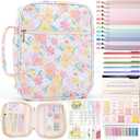 XKDOUS Large Bible Bags Floral Bible Cover with Durable Handle, Tabs, Pens, Study Supplies Carrier Organizer, Church Book Carrying Case Christmas Gifts for Women (Cotton Orange)