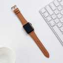 Bestig Leather Bands Compatible with Apple Watch Band 38mm 40mm 41mm 42mm(Series 10 11) for Women Men, Wristband Strap for iWatch SE3/2/1&Series 9 8 7 6 5 4 3 2 1(Brown+Rose Gold)