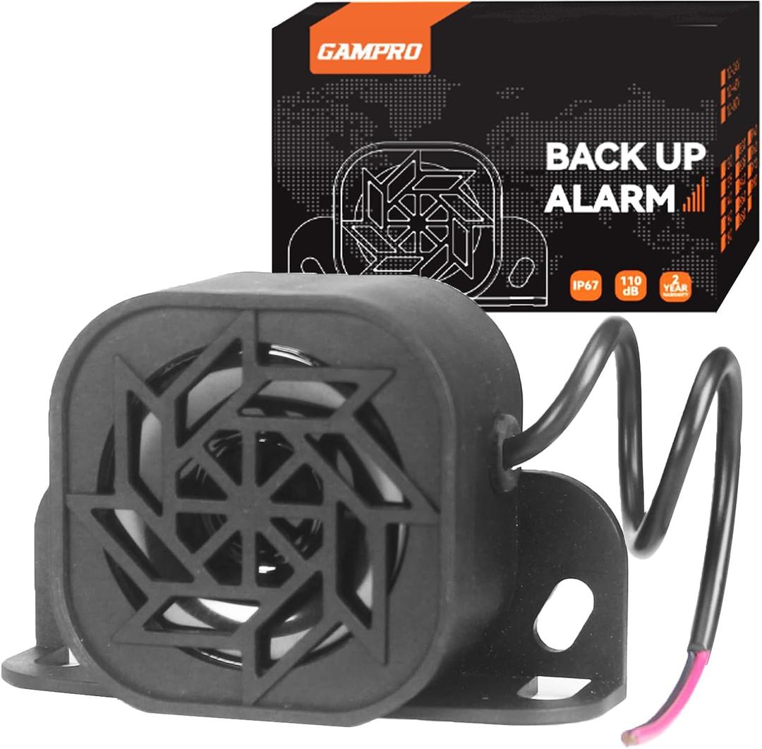 840 Back-up Alarm 12V-80V 110dB IP67 Waterproof Dust-Proof Reversing Warning Alarm with Super Loud Beeper Tone for Truck Van Forklift Car Lorry Agricultural Vehicles (with Wire)