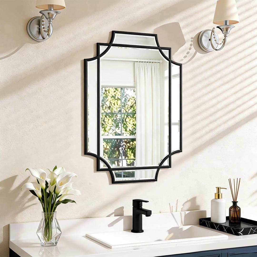 Bathroom Mirrors for Over Sink, 20x28 Inch Framed Mirrors for Wall, Black Bathroom Vanity Mirror, Rectangle Farmhouse Mirror Decorative, Entryway, Living Room Decor