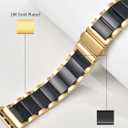 V.R.HOPE Gold Stainless-Steel Metal Resin Apple Watch Band 38mm 40mm 41mm 42mm Fashion Bracelet Strap for Women Compatible with iWatch Series 11/10/9/8/7/6/5/4/3/2/1/SE (Black+Gold)