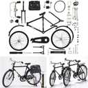 2025 New 51 Pcs DIY Retro Bicycle Model Ornament For Kids, Creative 1:10 Simulation Mini Bicycle Model Scale Kit With Inflator and Briefcase, Finger Bike Models Toys For Desktop Decoration Ornament (Black)