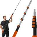 16FT Reach Telescopic Extension Pole, 3-12FT Paint Roller Extension Pole with Flip-Lock Design, Aluminum Alloy Threaded Head for Painting Cleaning Dusting & Window Washing Tools