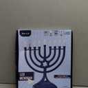 LED Electric Blue Hanukkah Menorah with Special Effects - Battery/USB Powered, Star of David, 4 Lighting/Blinking Modes, Large LED Bulbs, Chanukah Traditional Electric Menorahs - Navy Blue