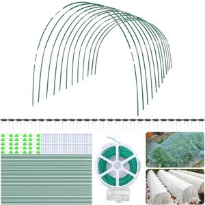 161 PCS Greenhouse Hoops for DIY Grow Tunnel, 12 Sets of 7 FT Long Garden Hoops Kit, Support Hoops Frame for Garden Netting Raised Bed Plant Row Cover, DIY Plant Support Garden Stakes