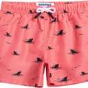 maamgic Boys Swim Trunks Toddler Swim Shorts Little Boys Bathing Suit Swimsuit Toddler Boy Swimwear (14-16 Years, Pink Black Whale)
