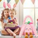 Easter Basket Plush for Kids, Cute Bunny Easter Bucket Egg Hunt Bag Boys Girls Festivals Gift
