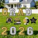 15 PCS Graduation Yard Signs Class of 2026 Decorations, 2026 Graduation Decorations - Large 4FT Tall Congrats Grad Lawn Sign Set with H-Stake & Fiberglass Rods, Waterproof Outdoor & Indoor Graduation Party Decor, Black and Gold