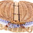 Wicker Storage Basket Lid Rustic Woven Picnic Basket for Decor Multipurpose Storage for Fruits Snacks and Household Items