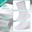 Eyean Kids Athletic Crew Socks Boys Girls Cotton School Uniform Casual Basic Socks 6 Pairs (White)