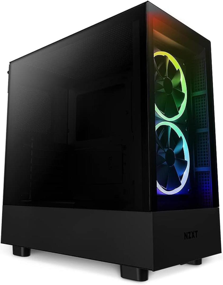 NZXT H5 Elite Compact ATX Mid-Tower PC Gaming Case  CC-H51EB-01 - Built-in RGB Lighting  Tempered Glass Front and Side Panels  Cable Management  2 x 140mm RGB Fans Included  Black