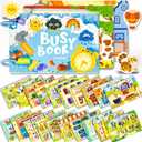 3 Pack Busy Books for Toddlers, Montessori Quiet Book, Preschool Learning Activities Educational Workbook, Sorting Matching Sticker Fixing, Gifts for Kids Age 3+ (Farm, Vehicle, Weather)