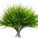alyptus Artificial Grass Outdoor 12 Bundles Fake Plants Outside Green Onion Faux Greenery Shrubs for Front Porch Planters Pot Décor for Outdoors (Grass)
