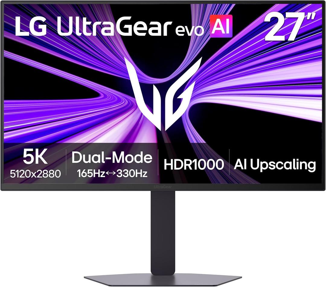 LG 27GM950B-B 27-inch Ultragear evo 5K (5120 x 2880) IPS Mini-LED Gaming Monitor, 165Hz, 1ms, NVIDIA G-Sync, AMD FreeSync Premium, DisplayHDR1000, HDMI, DP, USB-C, Tilt/Height/Swivel/Pivot Stand