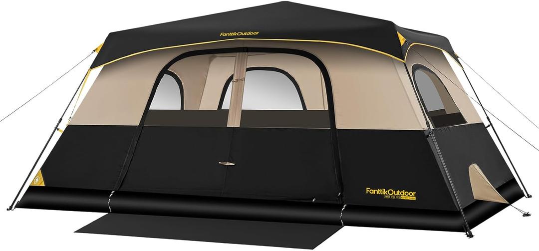 FanttikOutdoor Zeta C10 Pro 10 Person Tent for Camping Setup in 60s (Khaki)