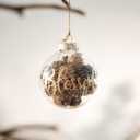 DN DECONATION Christmas Decor Tree Ornaments, 3.15" Glass Hanging Balls with Nature Pinecones for Farmhouse Rustic Fall Autumn Thanksgiving Christmas Decorations Indoor Home Decor (Gold and Blown12pcs)