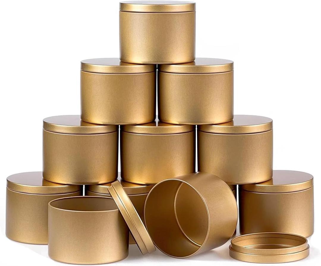 Candle Tins 12 Pcs 8 oz Premium Matte Full Golden Candle Jars Bulk Empty Candle Containers