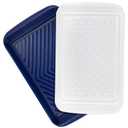 Tovolo Steak Marinating Container Large Grill Marinade and Prep Tray Set for Meat Veggies Burgers, Dishwasher Safe BBQ Marinating Tray with Cover for Thawing Prepping or Serving 17x10.5 in