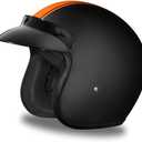 Daytona Helmets 3/ 4 Shell Open Face Motorcycle Helmet – DOT Approved [Orange Pin Stripe] [XL]