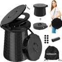 ALEVMOOM XXL Portable Toilet - 19.7" H Taller Wider Collapsible Foldable Camping Toilet with Lid, Strap, Bag - Adjustable for Camping, Hiking, Travel and Car