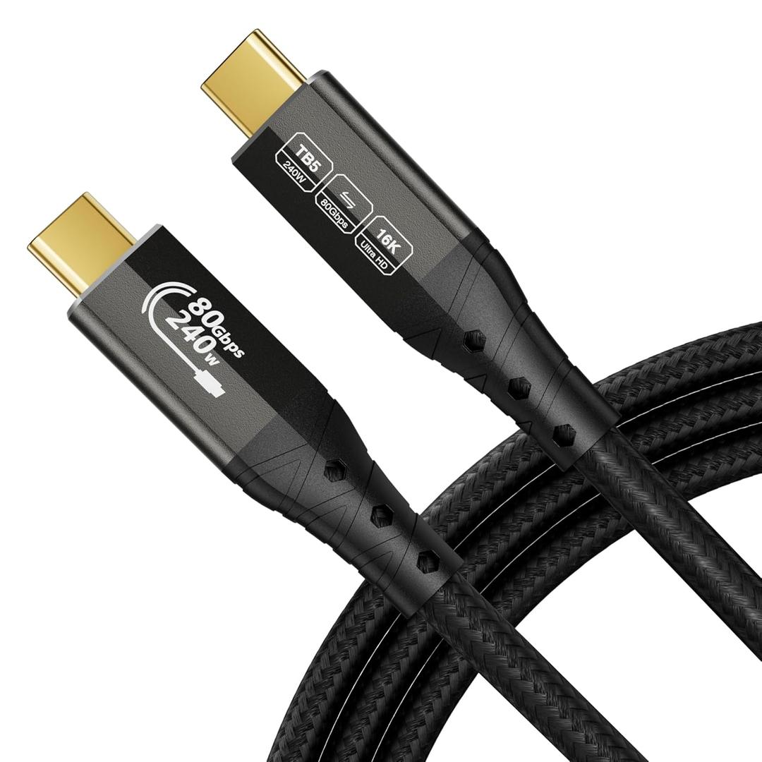 ZIKNYDO 8K for Thunderbolt 5 Cable 10FT/3m, 80Gbps Data Transfer, USB C 120Gbps Bandwidth for 16K/Dual 8K Displays, PD3.1 240W Charging, for Thunderbolt 4, MacBook M4, eGPU, Mac mini M4 Pro, Monitor