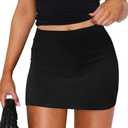 DooMoni Womens Mini Skirt Short Skorts Mid Rise Bodycon Y2k Sexy Pencil Skirts Shorts with Elastic Waist Size L, Black