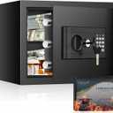 9.84 Inchs Safe Box for Home, 1.2 Cuft Small Home Safe with Fireproof Money Bag, Digital Keypad, Spare Keys and Removable Shelf, Personal Security Lock Box for Money, Documents and Guns