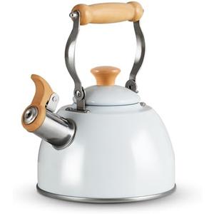 ROCKURWOK Tea Kettle, Tea Pot with Cool Touch Ergonomic Handle, Teapot Food Grade Stainless Steel, Tea Kettle Stovetop, Kettle Teapot, Whistling Tea Kettle, Small Tea Pot, 1.6 Quart (White)