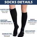 (3 pairs) Compression Socks 20-30 mmHg Long Knee High Socks for Women Men Support Athletic Travel Daily Wear (Black, XS)