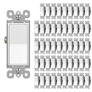 CML Matte White Decorator Wall Light Switch, Single Pole Rocker Paddle Switch, 15A 120/277V,  UL Listed