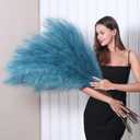 8 Pcs 45 inch Tall Faux Pampas Grass Decor, Large Artificial Blue Pompous Grass Bulk, Long Fake Pompas for Floor Vase Filler, Wedding, Baby Shower, Home and Boho Decor (Blue)