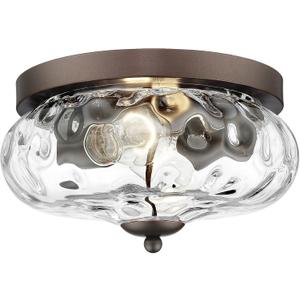 Darkaway Ceiling Light Fixtures Flush Mount Indoor Outdoor Ceiling Light with Water Ripple Glass Shade for Hallway Kitchen Bedroom Porch Living Room Bronze Finish (11inch)