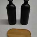 HOMCDALY Olive Oil Dispenser for Kitchen, 16oz Glass Oil Bottles with Bamboo Tray, Black Oil&Vinegar Cruet Set, Kitchen Dispenser Bottles with Pourer | Set of 2 (16oz  Black)