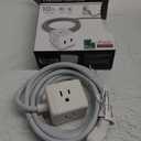Cordinate Cube Extension Cord, 10Ft, 3-Outlet Flat Plug Extension Cord, Cube Extension Cord with Multiple Outlets, 3 Prong Cube Extension Cord, 2 USB Ports Braided Extension Cord, Gray/White, 55356