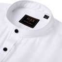 J.VER Men's Banded Collar Dress Shirt Mandarin Long Sleeve Button Down Shirts Stretch Collarless Tops with Pocket (White, L)