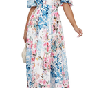Women's Floral Maxi Dress Summer Fall Wedding Guest Dress
 XL